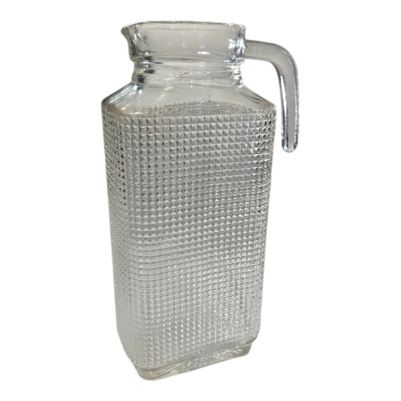 Vintage Circleware Frigo Glass Pitcher Textured Clear Retro Water Juice Carafe - Picture 9 of 9